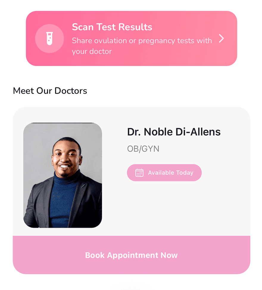 OBGYN consultation booking screenshot